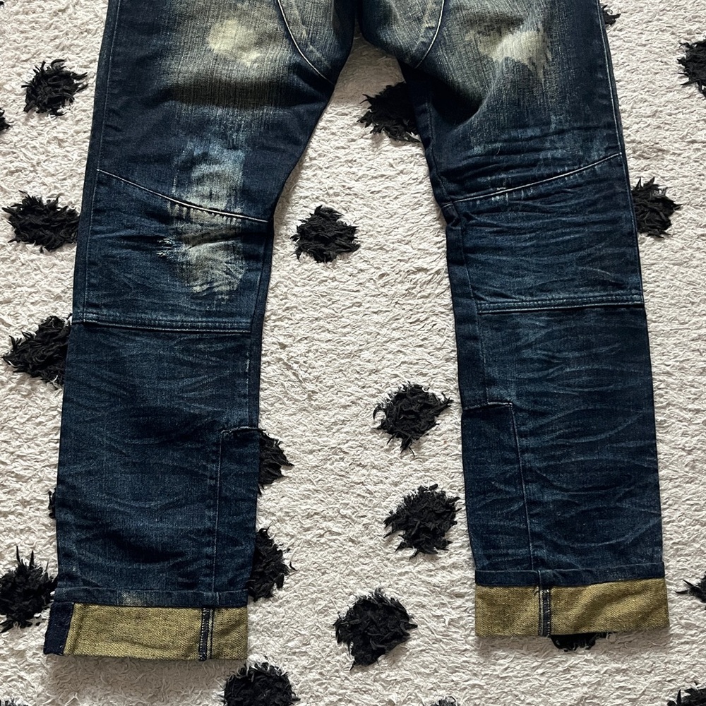 PRPS W30 Men's Dark Blue and Tan Relaxed distressed Jeans - Picture 15 of 16